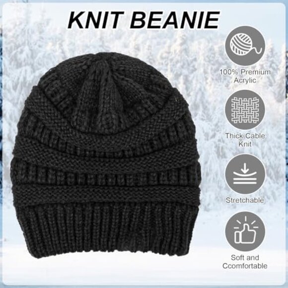 4 Pack Slouchy Beanies, Acrylic Knit, One Size Fits All, Winter Hats main image 4